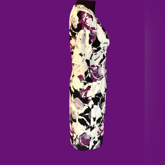 Ralph Lauren Women's Faux Floral Wrap Midi Dress V-Neck Jersey Stretch EUC Sz 10 - Picture 9 of 16